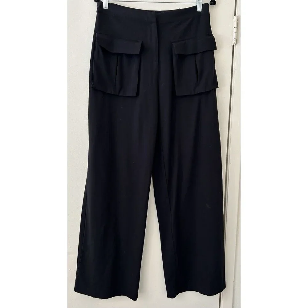ALO YOGA Womens Black Wide Leg Cargo Trouser Pants Size XXS See Measurmnt Photo